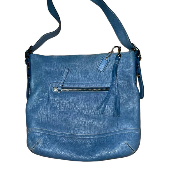 Coach Legacy Slim Duffle Pebbled Leather Turquoise Blue Crossbody Shoulder Bag - Picture 1 of 16